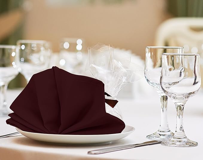 Utopia Kitchen Burgundy Cloth Napkins [12 Pack, 18x18 Inch] Absorbent Cotton Blend Washable and Reusable for Dinner, Restaurant, Lunch, Wedding and Hotel