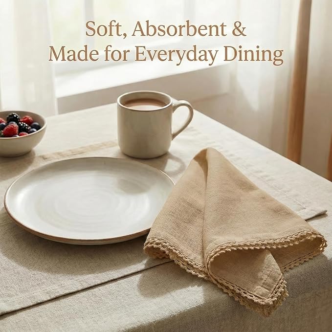 ACCENTHOME Brown Cloth Napkins Set of 12 18x18 inch Cotton Dinner Napkins - Washable Soft Premium Hotel Quality Reusable Napkins Perfect Table Napkins for Family Dinners, Weddings & Everyday Use