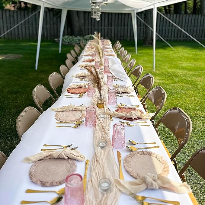 24Pack Ivory Cloth Napkins 17x17Inch Ivory Napkins Cloth with Fringe Soft Cotton Cloth Napkins Washable Rustic Dinner Napkins Cloth for Wedding Party Dinner Table