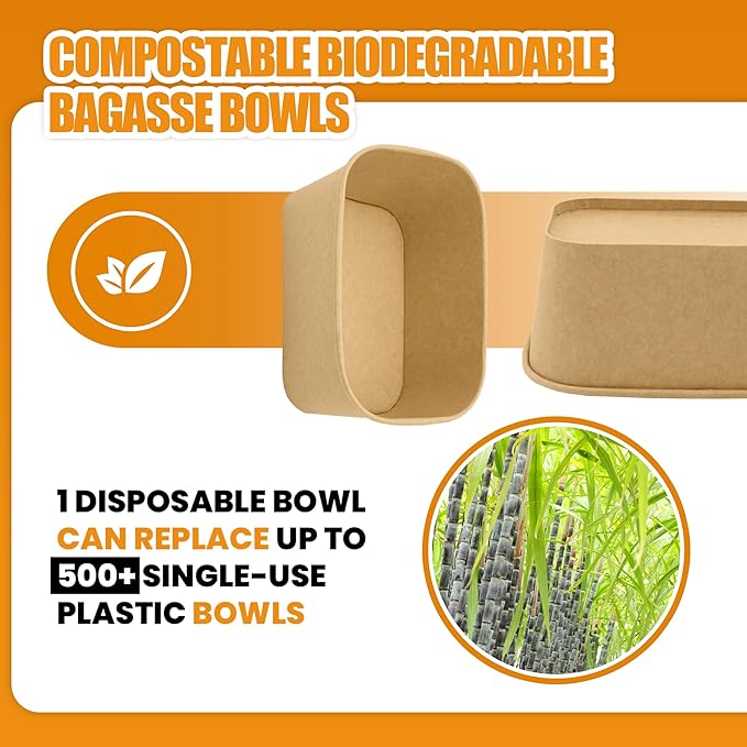 Kaderron 50 Pack 25 OZ Large Paper Bowls with Lids【with Spoons and Forks】, Heavy Duty Disposable Meal Prep Containers for Party, Disposable Bowls Bulk Soak-Proof and Microwave Safe for Hot/Cold Use