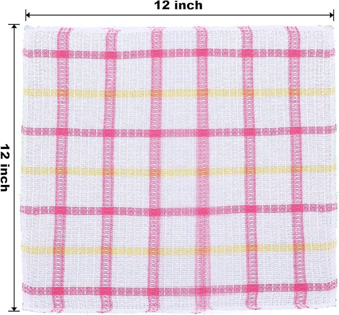 Lemecima 36 Pieces Kitchen Dish Cloths Dish Towels Washable Cleaning Cloth for Washing Dishes Wipe Glass Home Kitchen Household Supplies, 12 x 12 Inch (3 Colors)