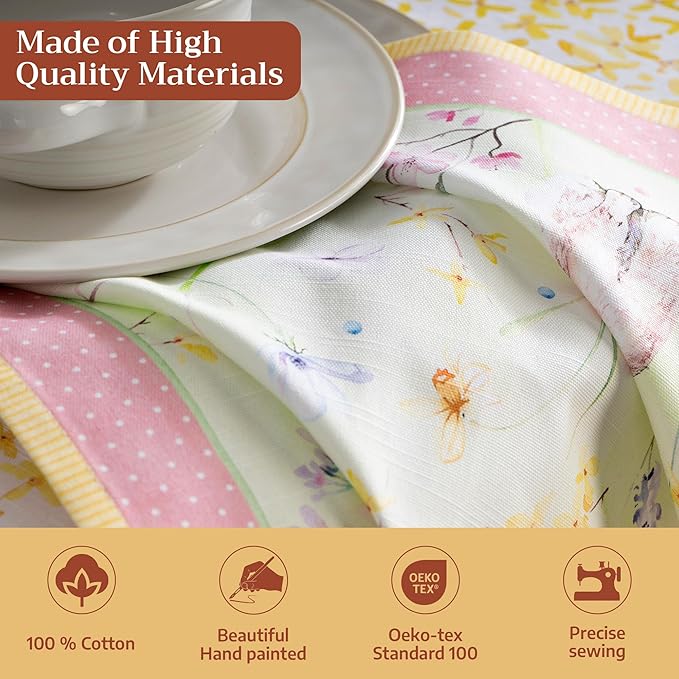 Maison d' Hermine Cloth Napkins Set of 4 100% Cotton Everyday Reusable Square Napkins Cloth Washable Dinner Party Wedding Restaurant Gifts for Mothers Day Spring/Summer (Easter Zest, 20" x 20")