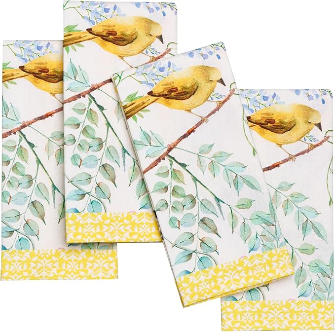 Maison d' Hermine Cloth Napkins Set of 4 100% Cotton Everyday Reusable Square Napkins Cloth Washable Dinner Party Wedding Restaurant Gifts for Mothers Day Spring/Summer (Sitelle, 18" x 18")