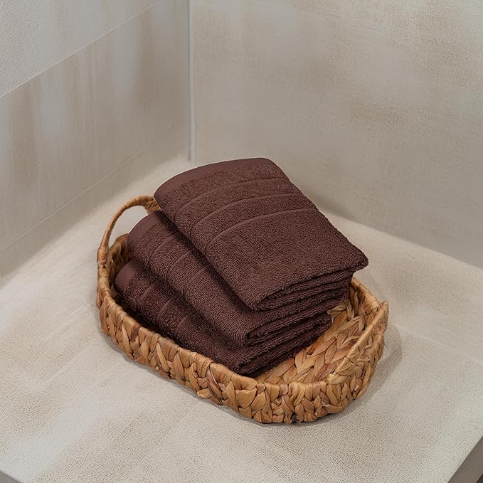 Tens Towels Pack of 6 Hand Towels, 100% Cotton, Lighter Weight, Quick to Dry, 16 x 28 Inches, Super Soft & Absorbent, Perfect for Bathroom & Kitchen (Brown)