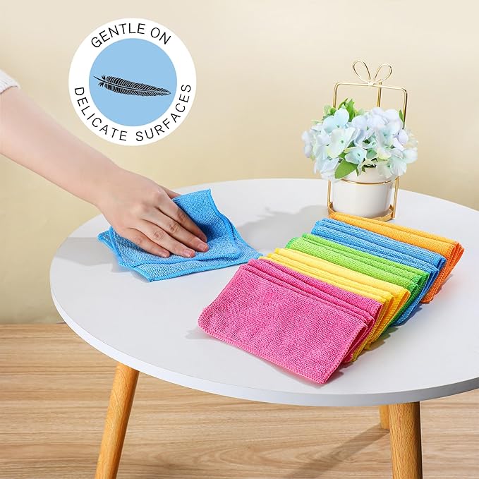 Tanlade Cleaning Cloth Dry Erase Cloth Cleaning Rags Reasonable Kitchen Towels Microfiber Towels Cars Wash(6 x 6 Inch,Green/Blue/Yellow/Pink/Orange,50 Pcs)