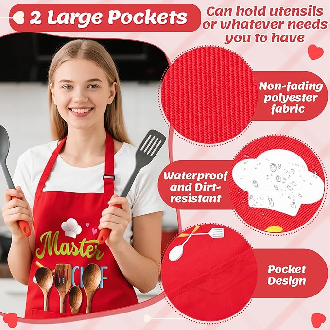 R HORSE 2Pcs Adults Kids Matching Apron Set - Parent and Child Adjustable Kitchen Apron with 2 Pockets - Mommy and Me Matching Gift for Women Kid Cooking Baking Painting Training Gardening