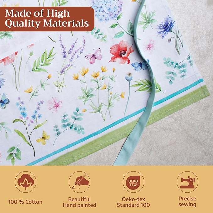 Maison d' Hermine 100% Cotton Apron for women with Pocket Kitchen Chef Apron for Men Cooking Mothers Day Gifts