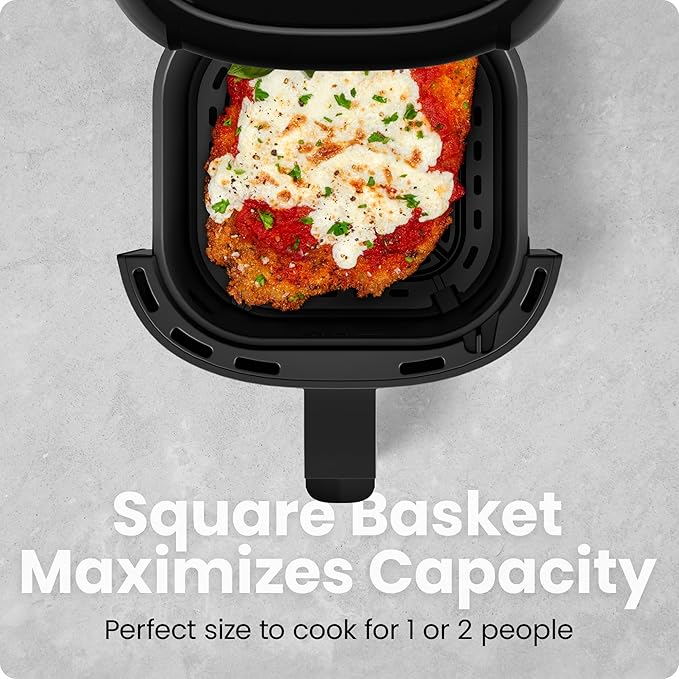 CHEFMAN 2 Qt Mini Air Fryer – Digital Space-Saving Compact Air Fryer with Nonstick and Dishwasher Safe Basket, Quick & Easy Meals in Minutes, Features Digital Timer and Shake Reminder – Black