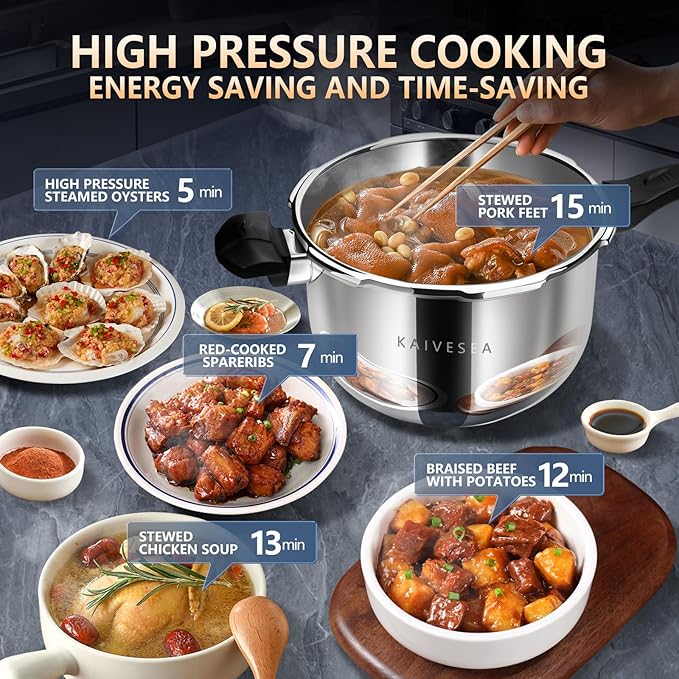 Pressure Cooker Stainless Steel pressure cooker 10.57 quart Commercial Stove Top Pressure Cooker Pot, Compatible with Gas & Induction Cooker 10.57+ quart for canning stainless steel large
