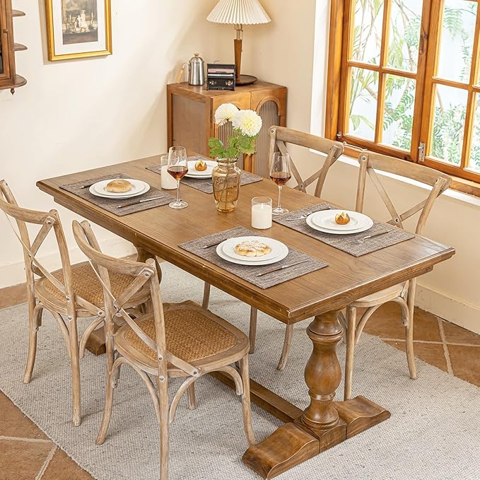 Blue Forest Placemats Set of 4, Dual-Layered Thickened Faux Linen Cloth Place Mats Heat Resistant Machine Washable Wrinkle Free Table Mats Indoor/Outdoor (Burlap)