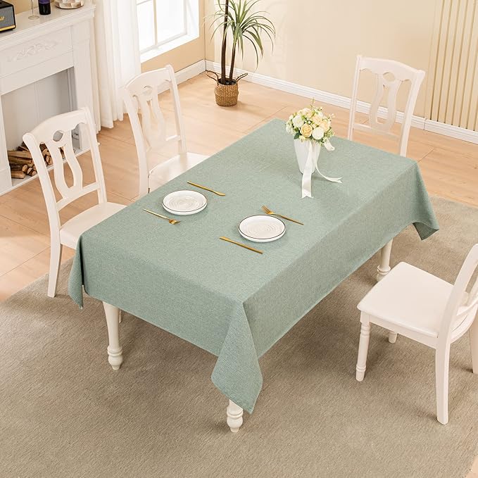 BALCONY & FALCON Rectangle Tablecloth Washable Wrinkle Resistant and Water Proof Table Cloth Decorative Linen Fabric Tablecloths for Dining Parties Kitchen Wedding Outdoor Use (Celadon Green, 47x63)