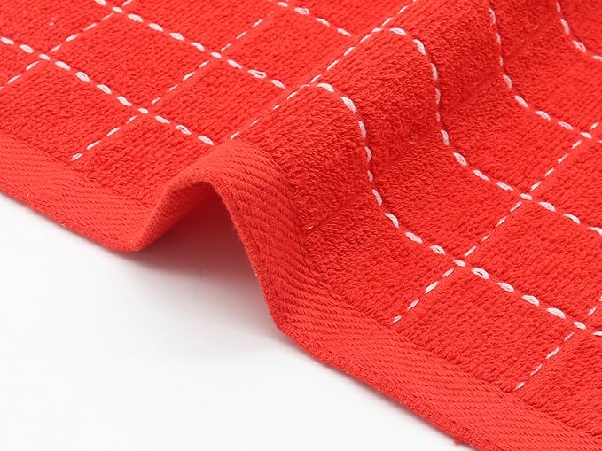 Cotton Terry Dish Cloths, Absorbent Dish Towels for Kitchen Drying, Soft Wash Cloths Multipurpose Dish Rags for Washing Dishes, 12 x 12 Inches, Set of 6 (Red)