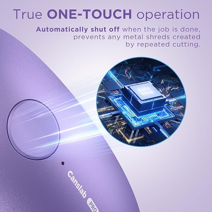 Canslab Ultrablade PRO Auto Stop Can Opener - Rechargeable Electric Can Opener for Kitchen for Seniors with Arthritis - One Touch Side Cut Opener, Smooth Edge, Lilac