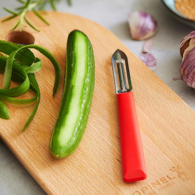 Opinel Les Essentials+ No. 315 Peeler, Corrosion Resistant + Dishwasher Safe, Made in France, Red
