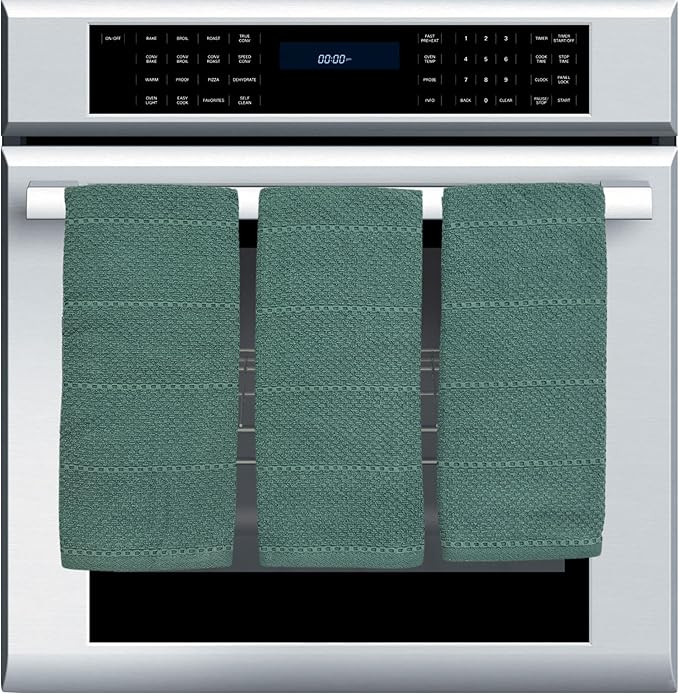 Serafina Home Dark Emerald Green Kitchen Hand Dish Towels: Oversized 28" x 18",100% Cotton Cloth Soft Cleaning Drying Absorbent Textured Design, Set of 3 Multipurpose for Everyday Use