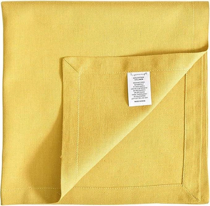 Fingercraft Cloth Napkins Set of 12, Cotton Linen Blend, Premium Quality, Mitered Corners for Every Day Use Christmas Napkins Cloth, Pre Shrunk and Good Absorbency 18x18 inch Gold Easter Color