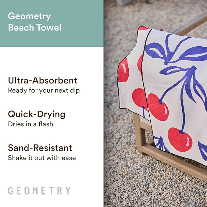 GEOMETRY Micro-Loop Beach Towel – Spring & Summer Collection – Quick-Dry, Sand-Resistant, Ultra-Absorbent Compact Towel for Beach & Travel (Earth and Sea)