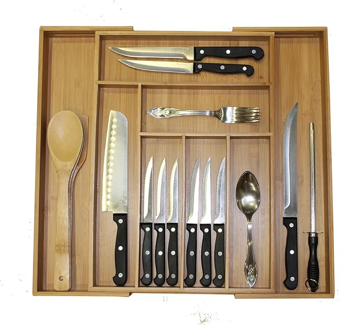 Oceanstar Bamboo Expandable Set Drawer Organizer, 18 in, Natural (KT1293)