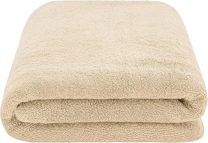 American Soft Linen 100% Cotton 600 GSM Turkish 40x80 Oversized Bath Towel Sheet, Extra Large Adult Towels for Bathroom, Beige Bath Sheet