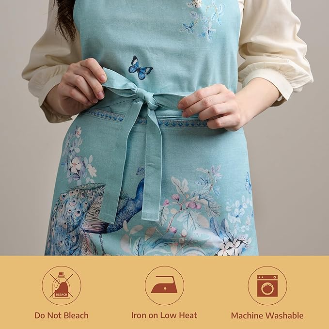 Maison d' Hermine 100% Cotton Apron for women with Pocket Kitchen Chef Apron for Men Cooking Mothers Day Gifts