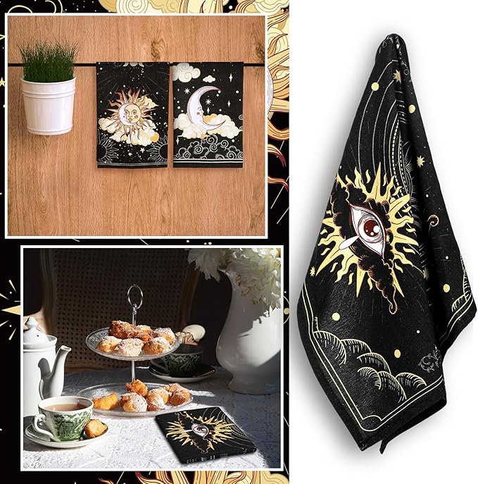Bencailor 6 Pcs Retro Kitchen Towels 15.7 x 23.6 Inch Farmhouse Vintage Hand Towels Decorative Absorbent Dish Cloth for Bathroom Decor for Cooking Baking Cleaning(Modern Color,Tarot)