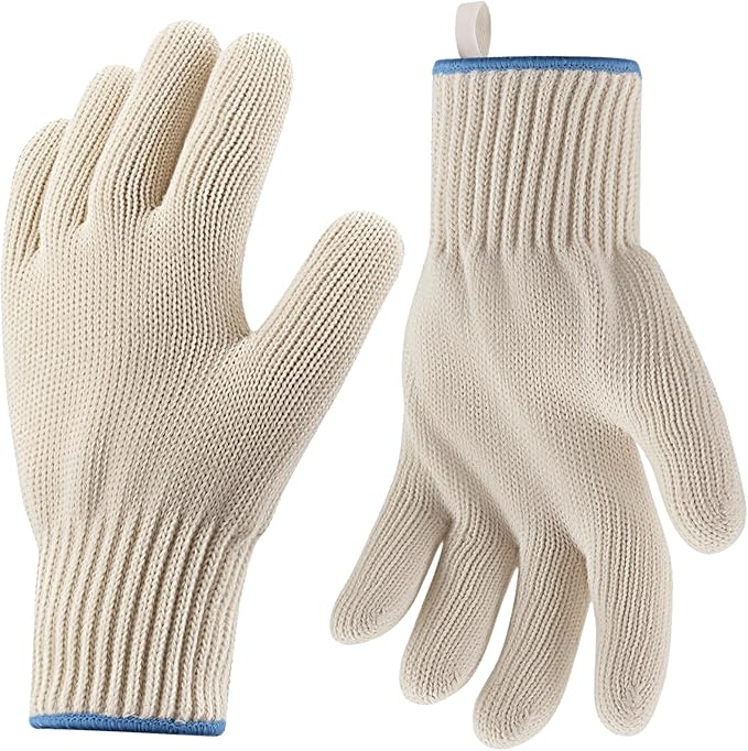 Hovico Heat Resistant Oven Gloves, Ove Glove BBQ Gloves Heat Resistant Cooking Oven Mitts with Fingers Grilling Glove, Full Hand Protection, Grill Gloves for Outdoor Hot Food Handling (Set of 2)