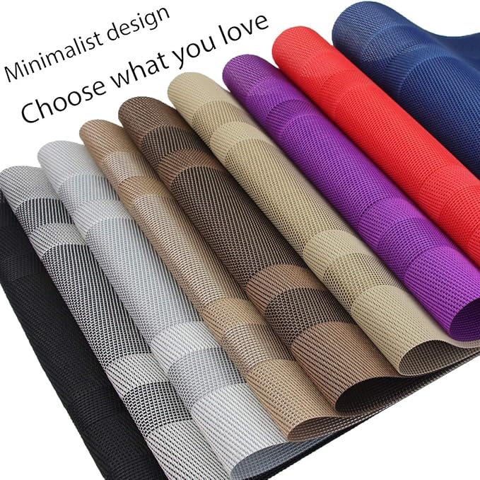 PIGCHCY Placemats,Washable Woven Vinyl Placemats for Dining Table,Easy to Clean Plastic Durable Placemats Set of 6 (18 x 12 inchesches, Navy Blue)