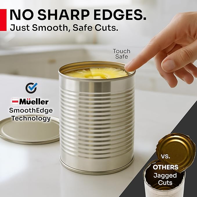 MUELLER HOME SmoothEdge Auto Electric Can Opener – Battery‑Operated One‑Touch w Magnet Lid Lifter, Smooth‑Edge Cut Technology – Portable Hands‑Free Automatic Can Opener for Seniors & Arthritis, Blue