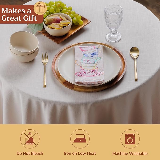 Maison d' Hermine Cloth Napkins Set of 4 100% Cotton Everyday Reusable Square Napkins Cloth Washable Dinner Party Wedding Restaurant Gifts for Mothers Day Spring/Summer (High Tea, 18" x 18")