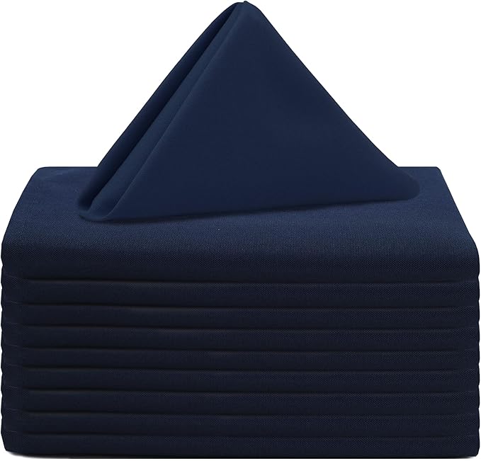 Your Chair Covers Cloth Polyester Napkins, 20 x 20 Inch, Washable Dinner Fabric Linen Napkins with Hemmed Edges for Restaurant, Wedding and Holiday Pack of 10 (Navy Blue)