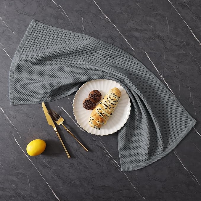 Homaxy 100% Cotton Kitchen Towels and Dishcloths Set, 12 x 12 Inches and 13 x 28 Inches, Set of 10 Bulk Kitchen Towels Set, Ultra Soft Absorbent Dish Cloths for Washing Dishes, Grey