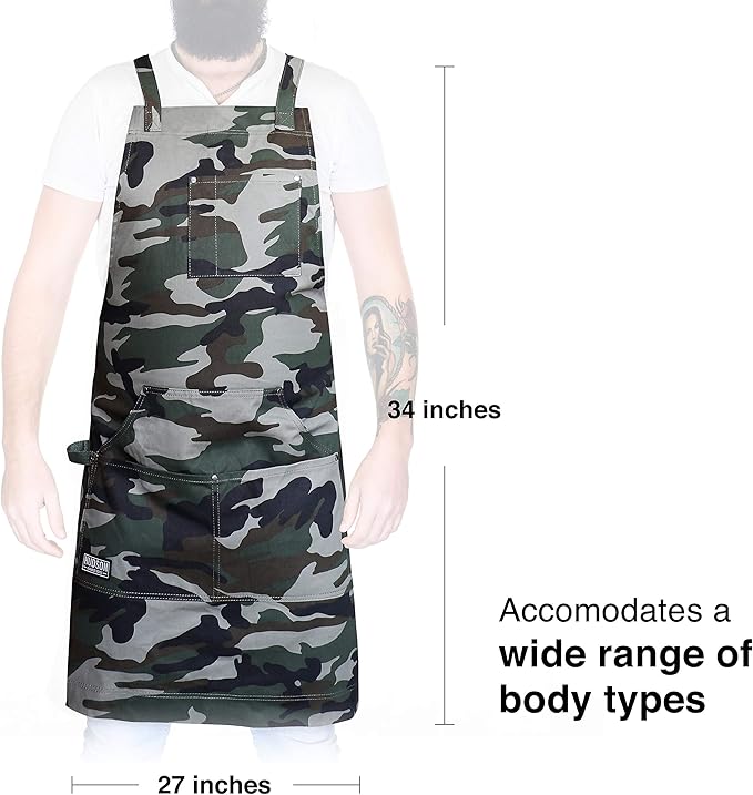 Hudson Durable Goods - Professional Grade Chef Apron for Kitchen, BBQ & Grill