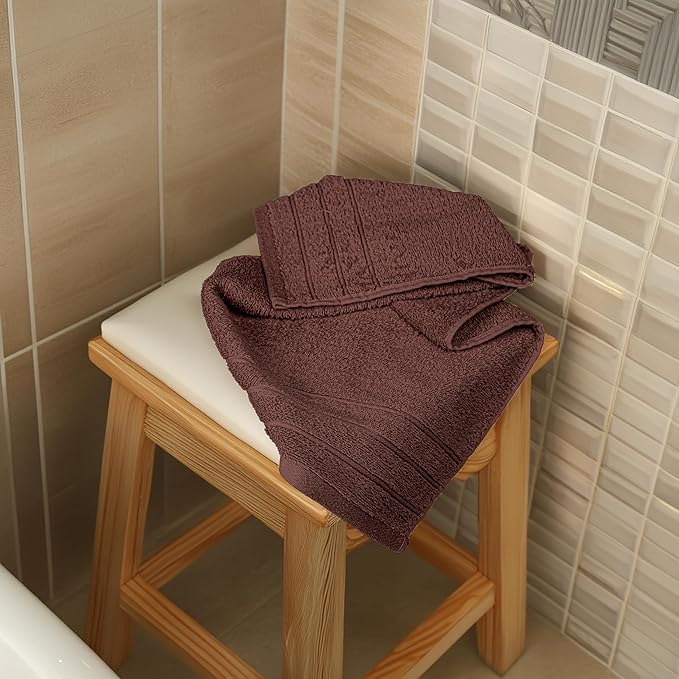 Tens Towels Pack of 6 Hand Towels, 100% Cotton, Lighter Weight, Quick to Dry, 16 x 28 Inches, Super Soft & Absorbent, Perfect for Bathroom & Kitchen (Brown)