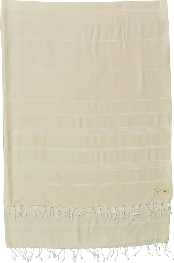 Bersuse Towels Anatolia XL Beach Blanket Throw Blanket Turkish Towel 100% Cotton Extra-Large Quick-Dry Lightweight Premium Peshtemal Towel - 61x82 Inches, Natural (Set of 6)