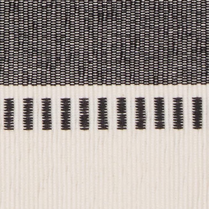 DII Dobby Stripe Woven Table Runner, 13x72 (13x77.5, Fringe Included), Black