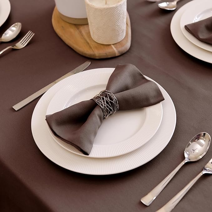 Encasa XO Dark Taupe Cloth Napkins Set of 6, 17"x17" | Solid Color Cotton Dinner Napkins | Washable & Reusable Wedding Napkins for Holiday Dinners, Party, & Everyday Table Decor