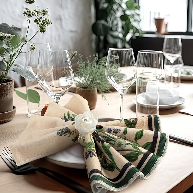 Bencailor 6 Pcs Spring Floral Kitchen Towels Decorative Sets Dish Towels Absorbent Fast Drying Hand Tea Vintage Hanging Reusable Cleaning Dishcloths for Cooking Farmhouse Bathroom Accessory
