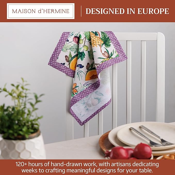 Maison d' Hermine Cloth Napkins Set of 4 100% Cotton Everyday Reusable Square Napkins Cloth Washable Dinner Party Wedding Restaurant Gifts for Mothers Day Spring/Summer (Cavaillon, 18" x 18")