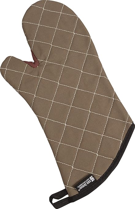 San Jamar 800FG13 BestGuard Commercial Heat Protection Up to 450° F Oven Mitts (Pair), 13" Length, Tan (Pack of 2)