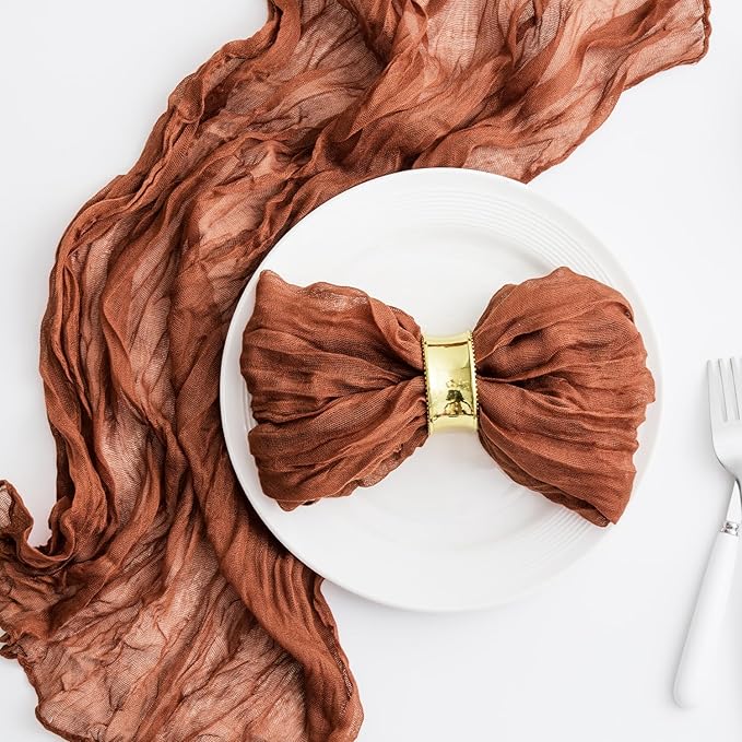 60 Pack Terracotta Cheesecloth Napkins 21x21 Inches Terracotta Cloth Napkins Washable Set of 60 Dinner Table Napkins for Wedding Bridal Baby Shower Rustic Boho Cotton Gauze Summer Party Table Decor