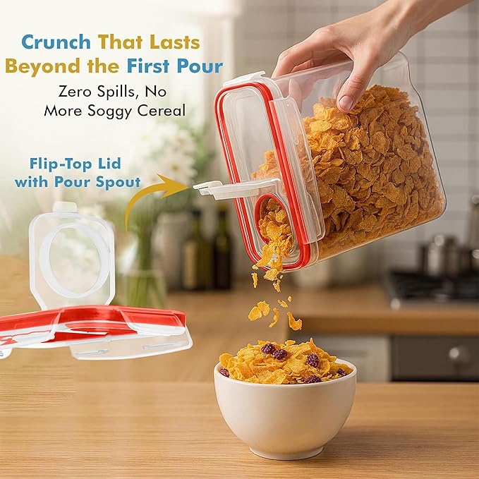 Shazo 2 Pack (15.4 Oz Cereal Capacity) Small Airtight Cereal Containers Storage with Lids, Perfect Space Saving BPA-Free Plastic Container, Pantry Organization and Canister for Rice, Sugar & Flour