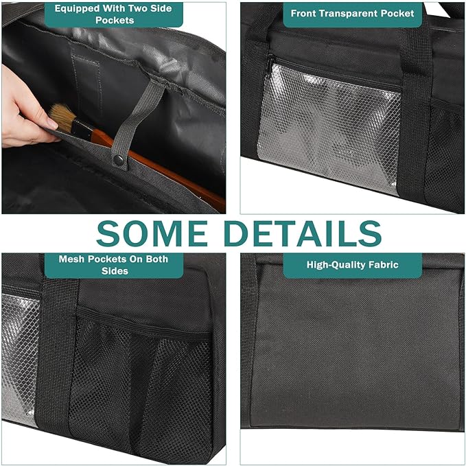 Grill Tool Storage Bag, Large Grill Utensil Storage Caddy with Pockets, BBQ Tools Storage Bag for Outdoor Camping (Black)