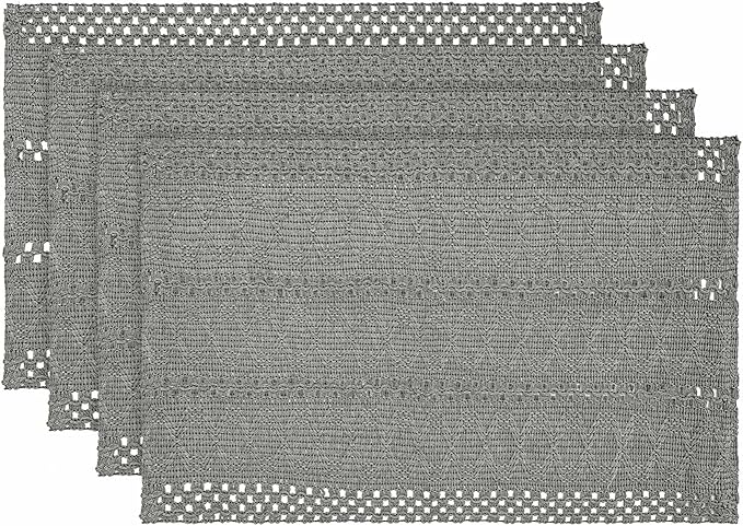Artoid Mode Dark Grey Farmhouse Woven Rustic Hollow Placemats Set of 4,12x18 Inch Seasonal Holiday Table Mats Party Kitchen Dining Decoration
