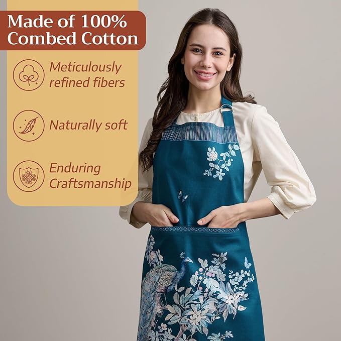 Maison d' Hermine 100% Cotton Apron for women with Pocket Kitchen Chef Apron for Men Cooking Mothers Day Gifts