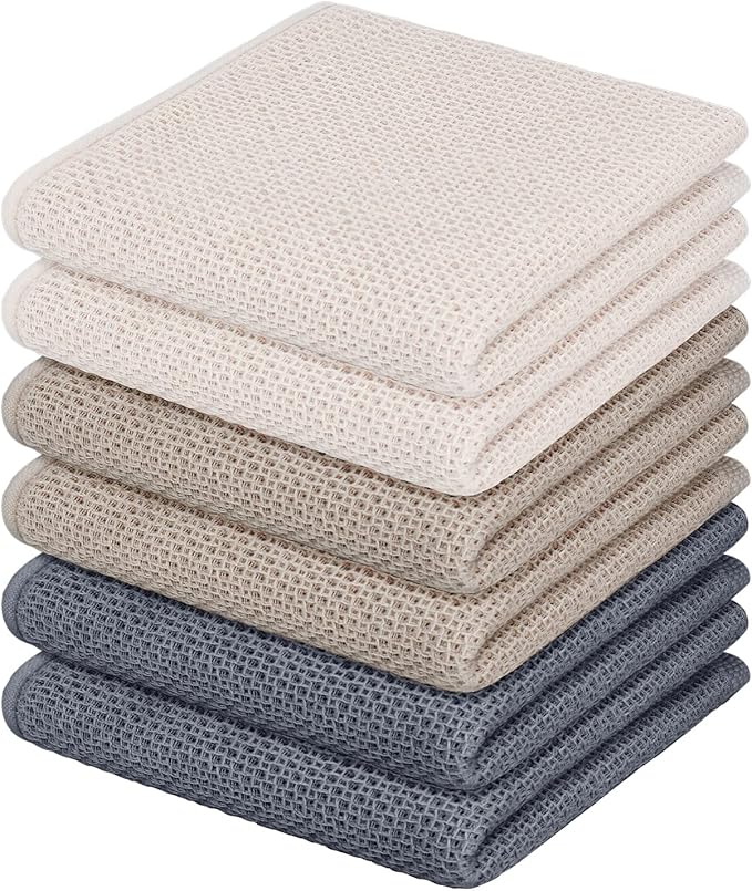 Nialnant 6 Pack Kitchen Hand Towels,Large 100% Cotton Kitchen Tea Towels,Dish Towels for Drying Dishes 13x28 Inches,Multi Color
