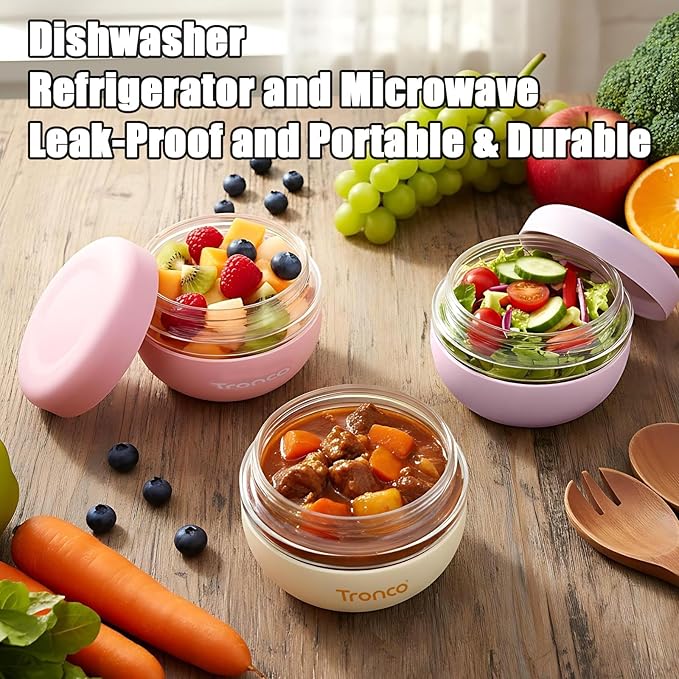 Tronco 24 oz Glass Food Storage Containers with Lids, Airtight, Leak & Spill Proof Glass Lunch Bowls for Meal Prep, Salad, Yogurt, Soup & Stew, Microwave & Dishwasher Safe, BPA-Free