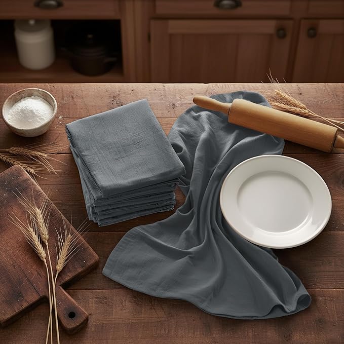 Utopia Kitchen Light Grey Flour Sack Towels [6 Pack - 28 x 28 Inch] 100% Cotton Tea Towels for Cleaning & Drying - Highly Absorbent Kitchen Dish Cloth