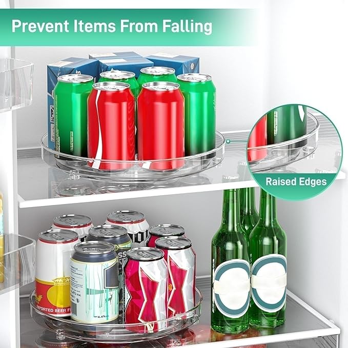 Optish 2 Pack Lazy Susan Organizer, 9.5 Inch Lazy Susan Turntable for Cabinet, Refrigerator Organizer for Pantry Organizers and Storage, Non-Skid Fridge Organizer