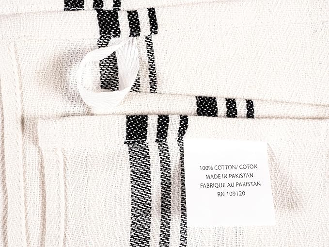 KAF Home Assorted Flat Kitchen Towels - Set of 10, 18 x 28 Inch (Black)
