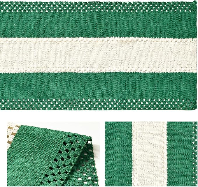 Artoid Mode Dark Green Farmhouse Rustic Table Runner, Seasonal Hollow Kitchen Dining Table Decoration for Home Party Decor 12x90 Inch